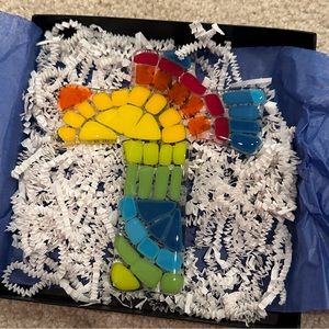 NWOT: Artisan Glass Multi colored cross